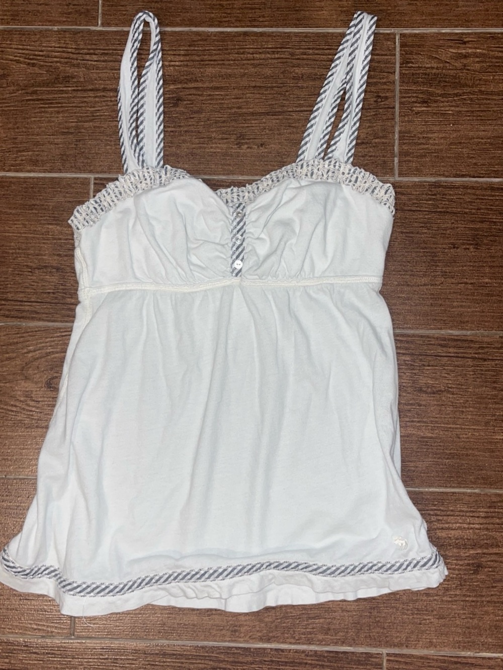 Abercrombie & Fitch White Camisole with Gray Stripe Trim